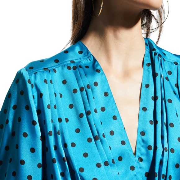 Plan C Mountain Sky (blue) Polka dot Pleated Midi Dress - Picture 5 of 7